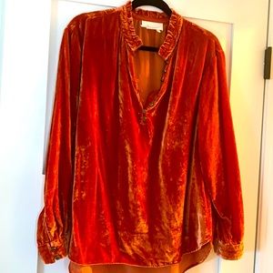 Anthro Burt orange velvet top